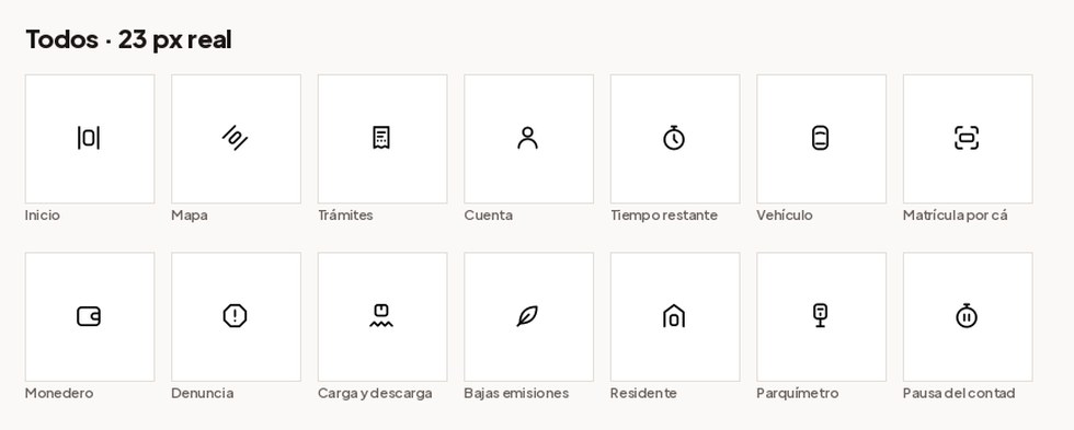 Primera ronda de iconos a 23 píxeles, con varios ilegibles